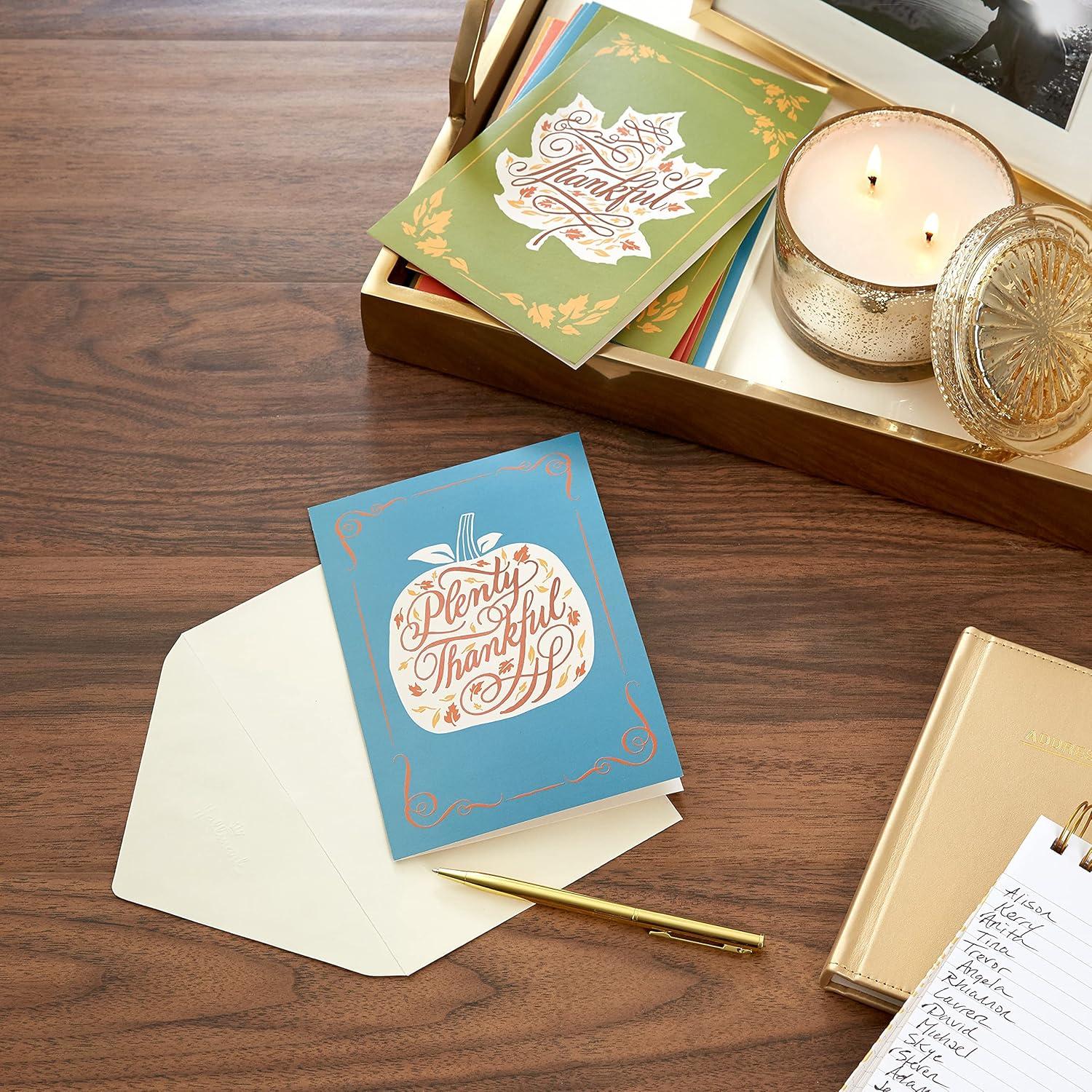 imageHallmark Thanksgiving Cards Assortment Rustic Thanks 16 Assorted Cards with EnvelopesRustic Cards 16 Pack