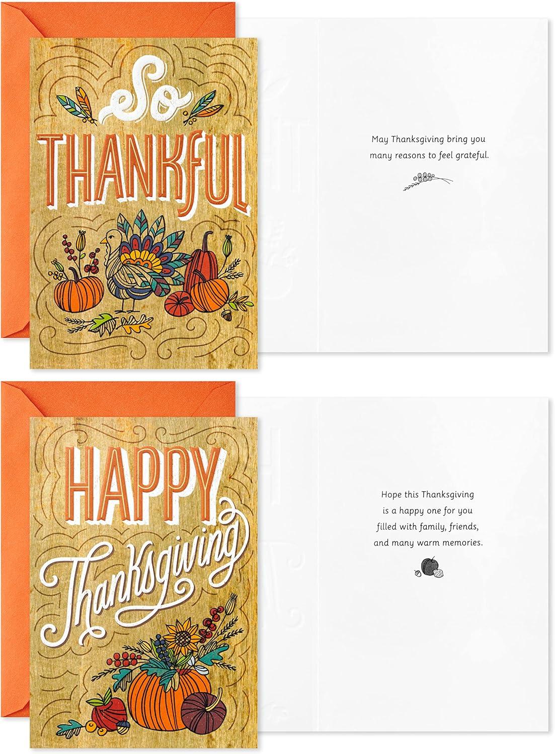 imageHallmark Thanksgiving Cards Assortment Rustic Thanks 16 Assorted Cards with EnvelopesWood Grain Cards 16 Pack
