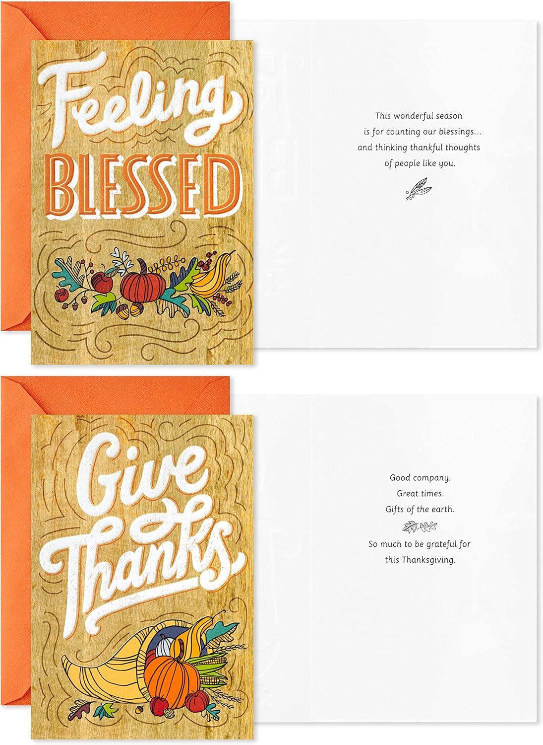 imageHallmark Thanksgiving Cards Assortment Rustic Thanks 16 Assorted Cards with EnvelopesWood Grain Cards 16 Pack