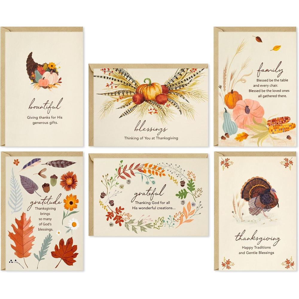 imageDaySpring Religious Thanksgiving Cards Assortment 16 Assorted Cards with EnvelopesThanksgiving Blessings