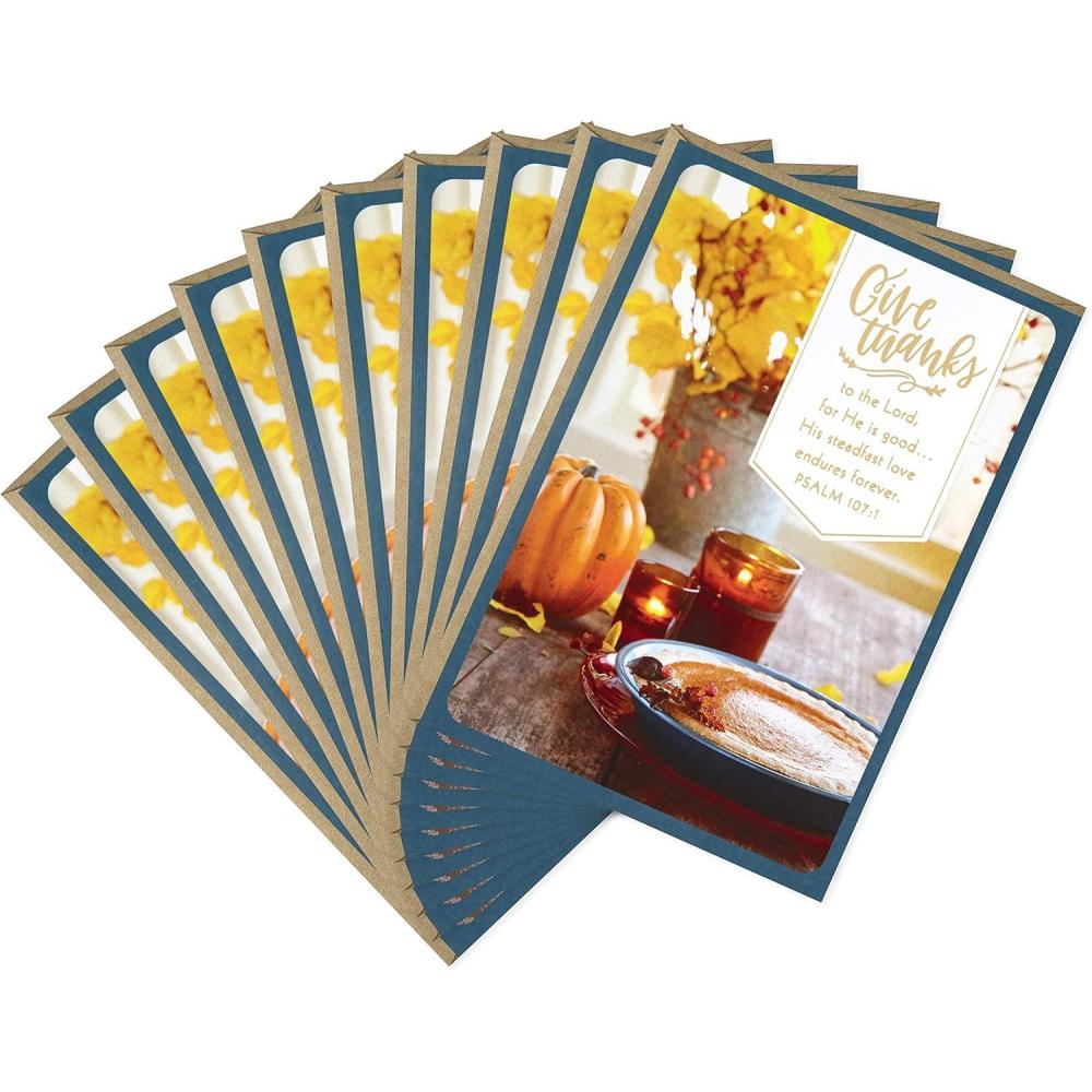 imageHallmark Dayspring Pack of Religious Thanksgiving Cards Give Thanks 10 Cards with Envelopes 799THJ1069Give Thanks  10 Cards