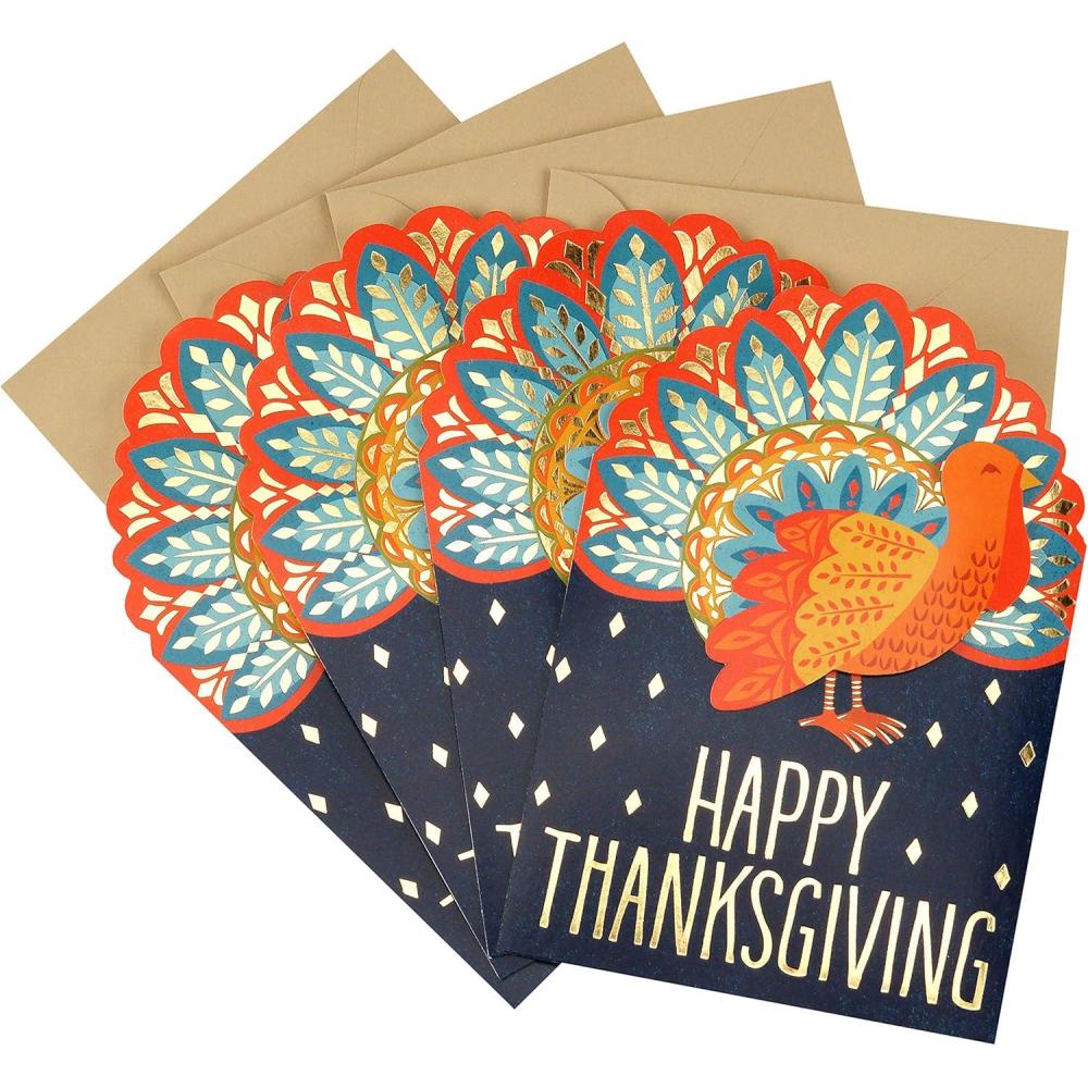 imageHallmark Pack of Thanksgiving Cards Close in Thought and Heart 10 Cards with EnvelopesColorful Turkey