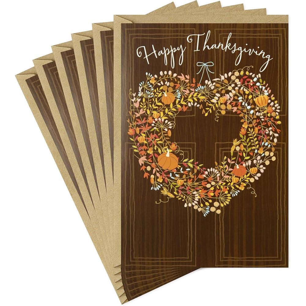imageHallmark Pack of Thanksgiving Cards Rustic Wreath 6 Cards with EnvelopesRustic Wreath