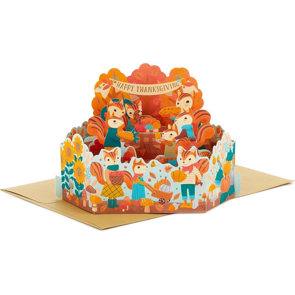 imageHallmark Paper Wonder Displayable Pop Up Thanksgiving Card Woodland FeastPop Up  Woodland Feast