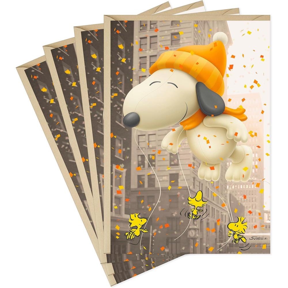 imageHallmark Peanuts Thanksgiving Cards 4 Cards with Envelopes Snoopy Parade BalloonSnoopy Parade Balloon  4 Thanksgiving Cards