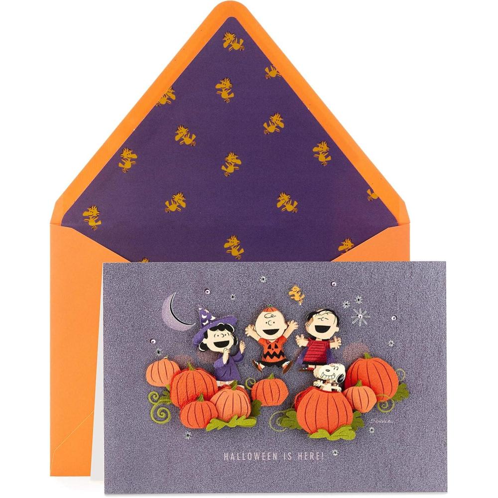 imageHallmark Signature Fall and Thanksgiving Card Happy Fall Pumpkins Mums Sweaters Coffee Candles PiePeanuts Halloween is Here