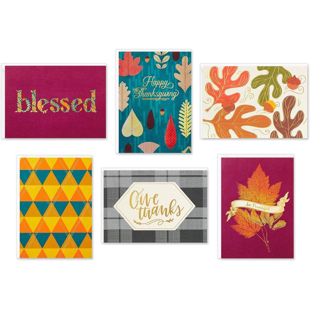 imageHallmark Thanksgiving Cards Assortment Give Thanks 24 Assorted Seasonal and Blank Cards with EnvelopesFall Give Thanks Notecards