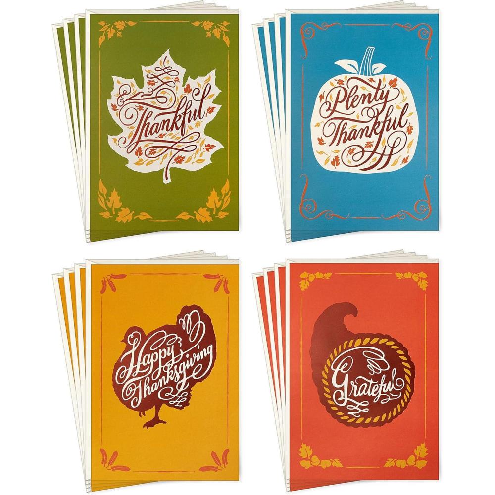 imageHallmark Thanksgiving Cards Assortment Rustic Thanks 16 Assorted Cards with EnvelopesRustic Cards 16 Pack