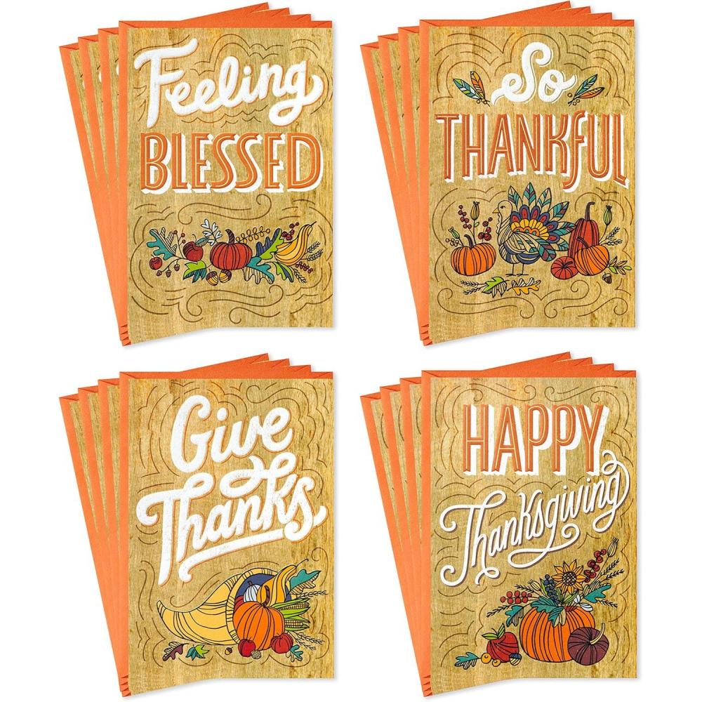 imageHallmark Thanksgiving Cards Assortment Rustic Thanks 16 Assorted Cards with EnvelopesWood Grain Cards  16 Pack