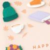 Hallmark Signature Fall and Thanksgiving Card (Happy Fall) Pumpkins, Mums, Sweaters, Coffee, Candles, Pie(Happy Fall Card)