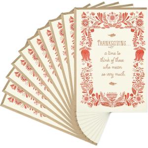 Hallmark Pack of Thanksgiving Cards, Close in Thought and Heart (10 Cards with Envelopes)(Close in Thought and Heart)