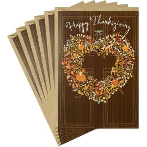 Hallmark Pack of Thanksgiving Cards, Rustic Wreath (6 Cards with Envelopes)(Rustic Wreath)