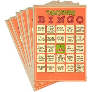 Hallmark Shoebox Funny Thanksgiving Cards, Thanksgiving Bingo (6 Cards with Envelopes)