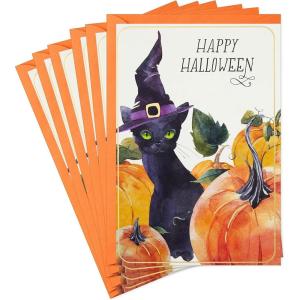 Hallmark Thanksgiving Cards Assortment, Give Thanks (8 Cards with Envelopes)(Cat in Witch Hat Cards  6 Pack)