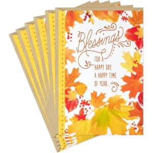 Hallmark Thanksgiving Cards, Blessings For A Happy Day (6 Cards with Envelopes)