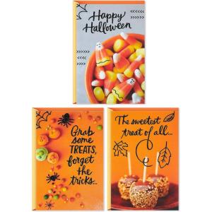 Hallmark Wood Grain Thanksgiving Card Assortment (3 Cards with Envelopes) Live, Laugh, Love, Give Thanks, Cornucopia(Sweet Halloween Treats  3 Cards)