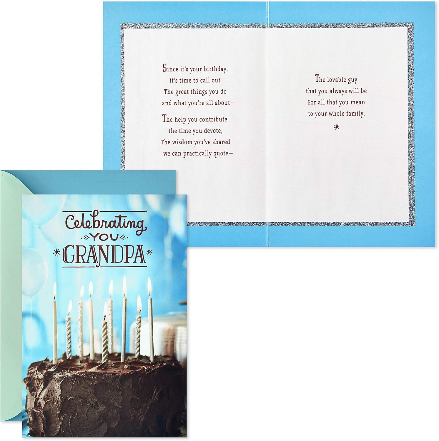 imageHallmark Birthday Card for Grandpa Bear Buddies for Birthdays Grandparents Day Any OccasionBlue Birthday Cake