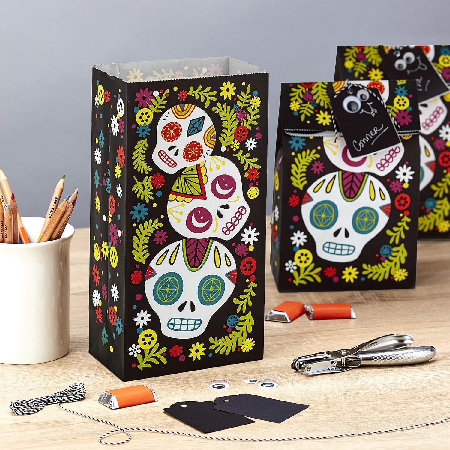 imageHallmark Day of the Dead Party Favor and Wrapped Treat Bags 15 Ct for Halloween Da de los Muertos Class Parties Care Packages and MoreTreat