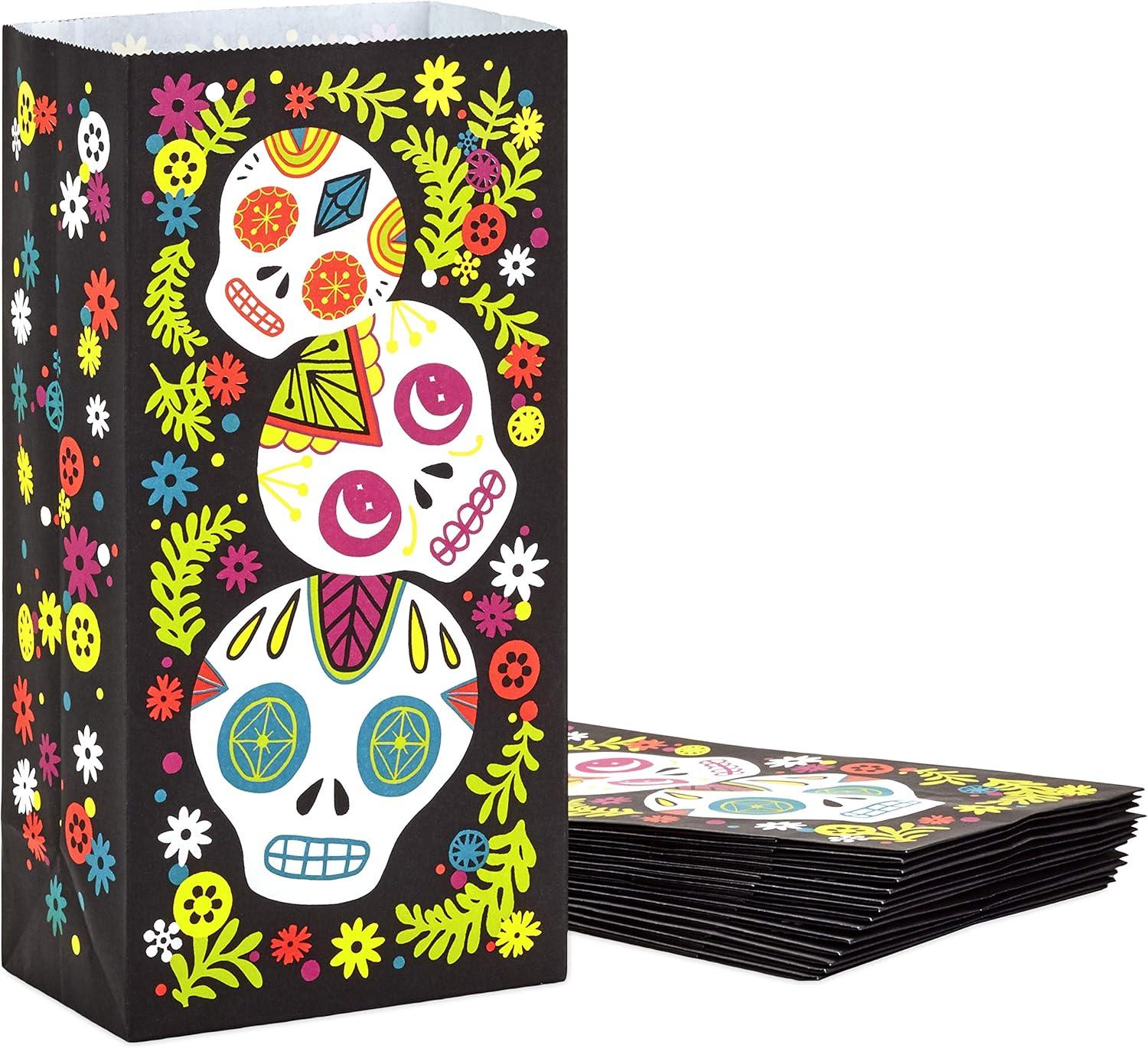 imageHallmark Day of the Dead Party Favor and Wrapped Treat Bags 15 Ct for Halloween Da de los Muertos Class Parties Care Packages and MoreTreat