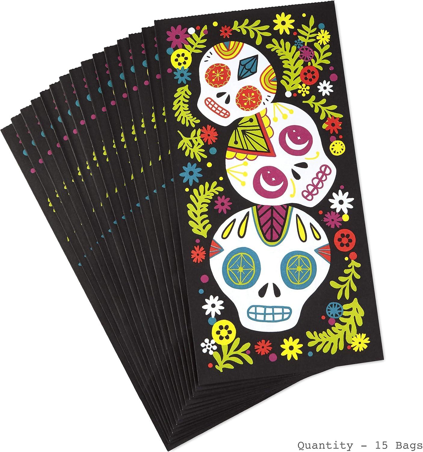 imageHallmark Day of the Dead Party Favor and Wrapped Treat Bags 15 Ct for Halloween Da de los Muertos Class Parties Care Packages and MoreTreat Pack of 2