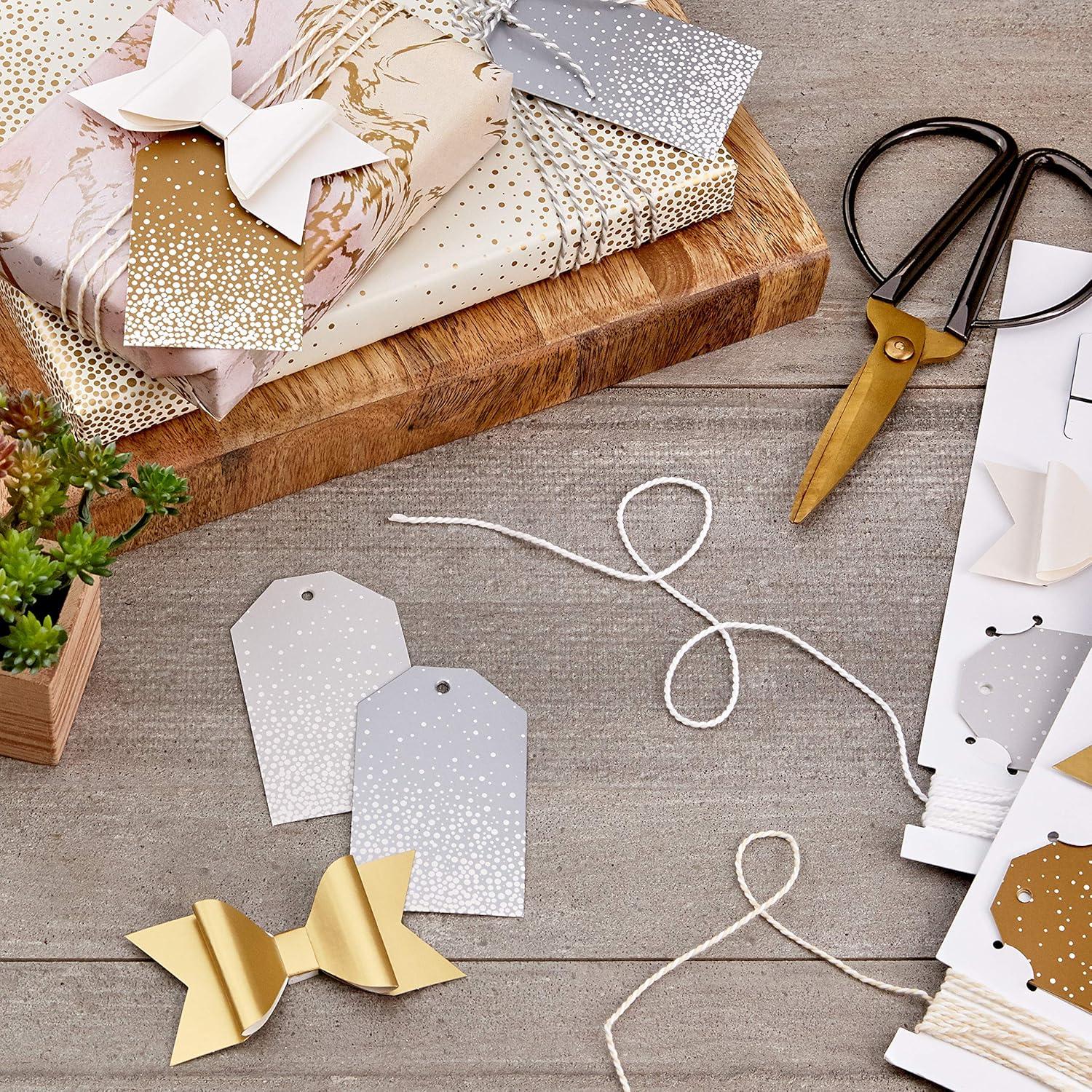 imageHallmark Gift Wrapping Accessories Gold Silver White 6 Shiny Bows 12 Gift Tags 9 Yards of Twine for Birthdays Christmas Hanukkah Valentines Day Weddings Baby Showers