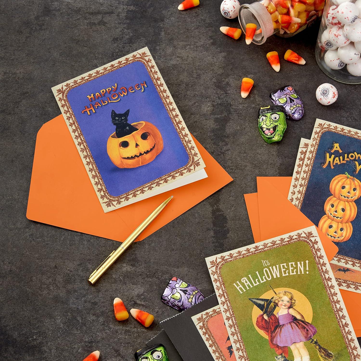 imageHallmark Halloween Cards Assortment Vintage Halloween 16 Cards and EnvelopesVintage Halloween