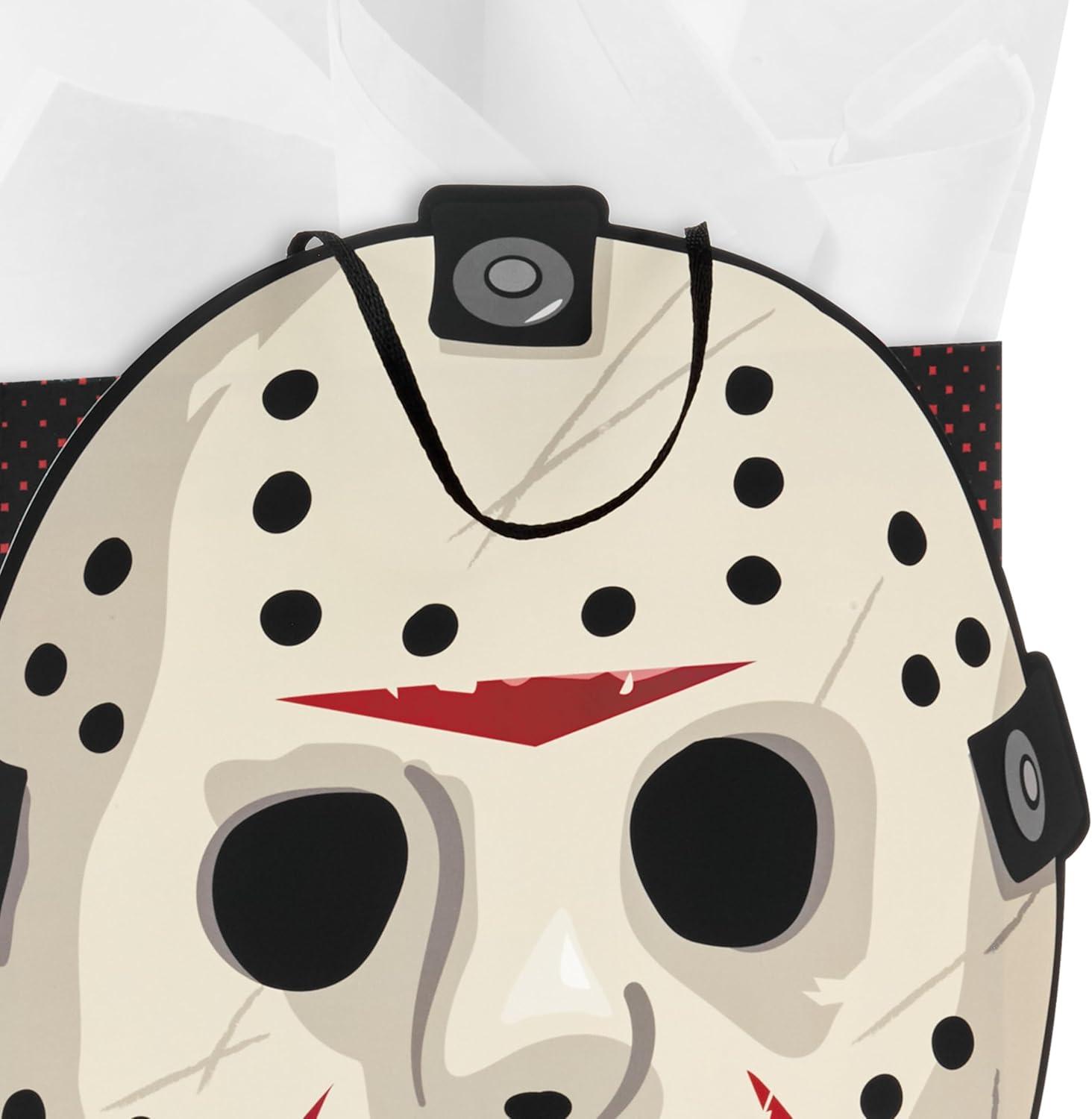 imageHallmark Halloween Friday the 13th Gift Bag with Tissue Paper and Greeting Card Jason Mask Welcome to Camp Crystal Lake