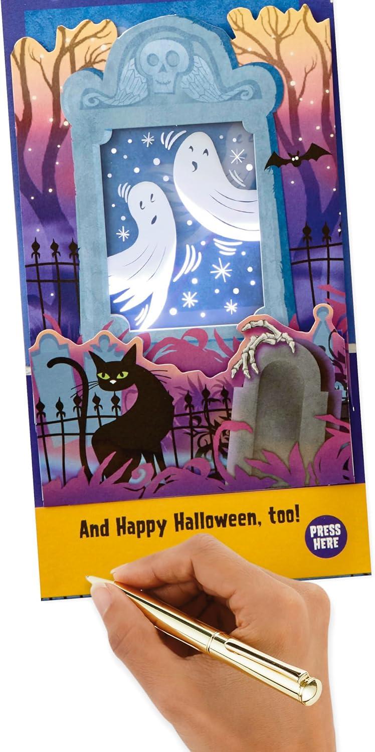imageHallmark Musical Halloween Card for Kids Displayable Ghosts in CemeteryPop Up with Music Ghosts in Cemetery