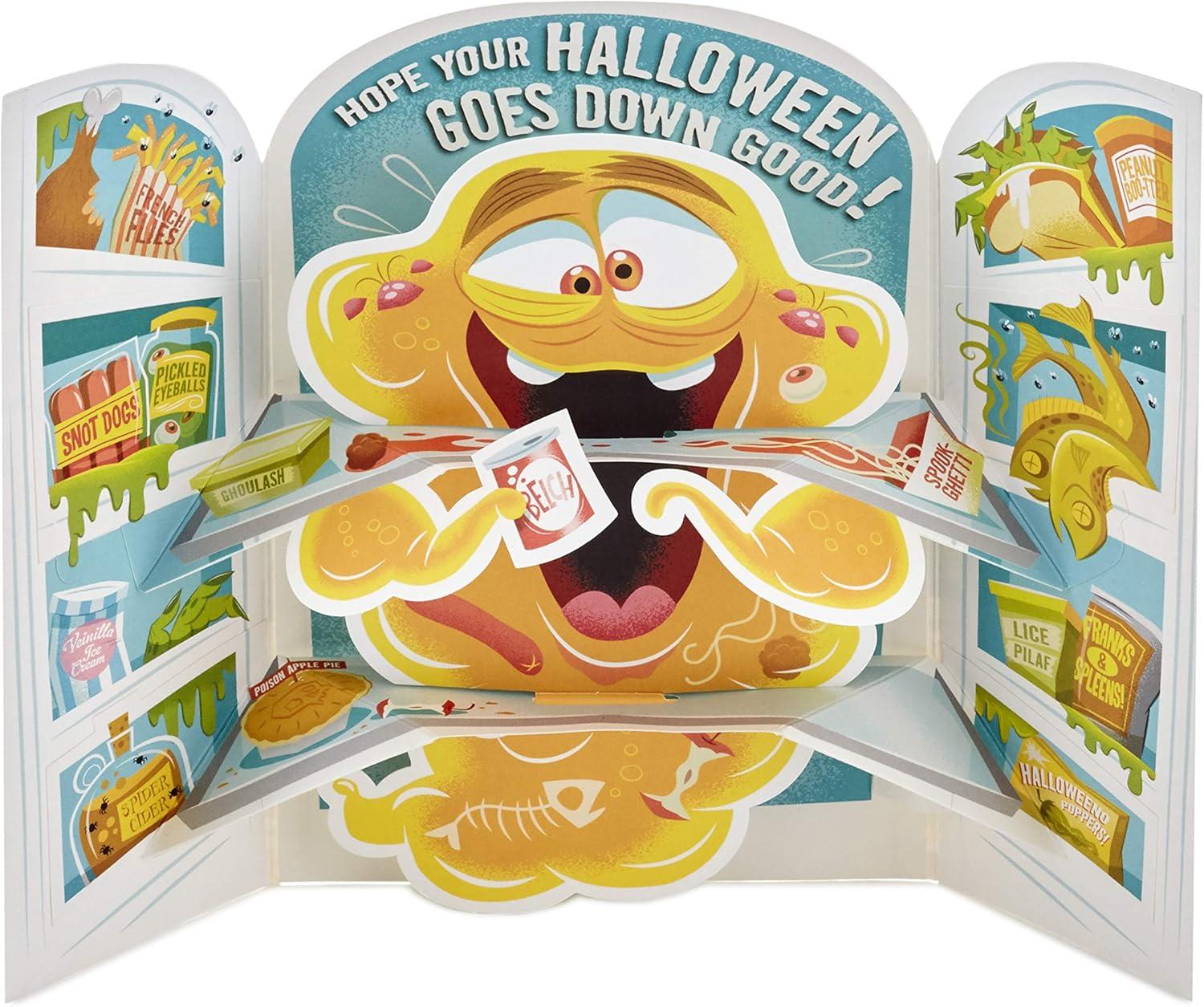 imageHallmark Musical Halloween Card for Kids Displayable Ghosts in CemeteryPop Up with Music Monster in Fridge