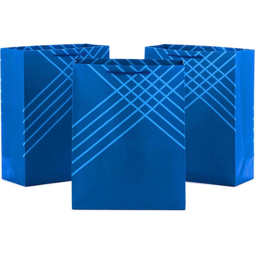 imageHallmark 14quot Extra Large Blue Gift Bag Bundle Pack of 3 for Birthdays Graduations Fathers Day Baby Showers Bridal ShowersBlue