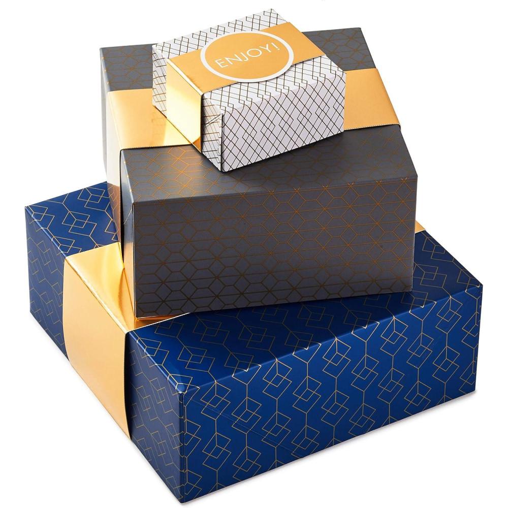 imageHallmark 7quot Gift Box with Lid and Paper Fill Solid Gray for Christmas Weddings Graduations Fathers Day Anniversaries Valentines Day Grooms Gifts and More Large 5EBC1119