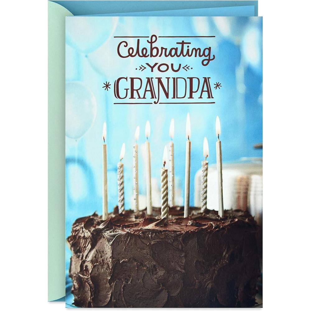 imageHallmark Birthday Card for Grandpa Bear Buddies for Birthdays Grandparents Day Any OccasionBlue Birthday Cake