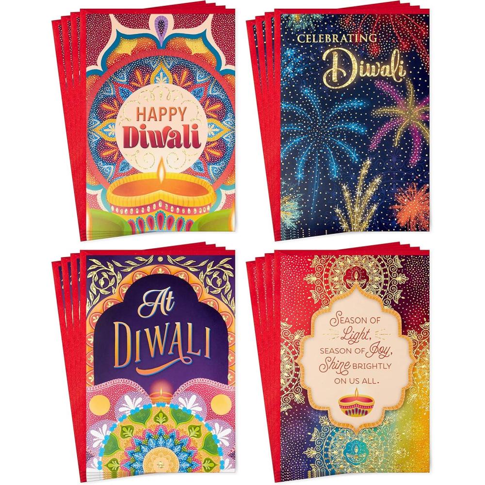 imageHallmark Golden Thread Diwali Card Assortment Happy Diwali 16 Cards with Envelopes