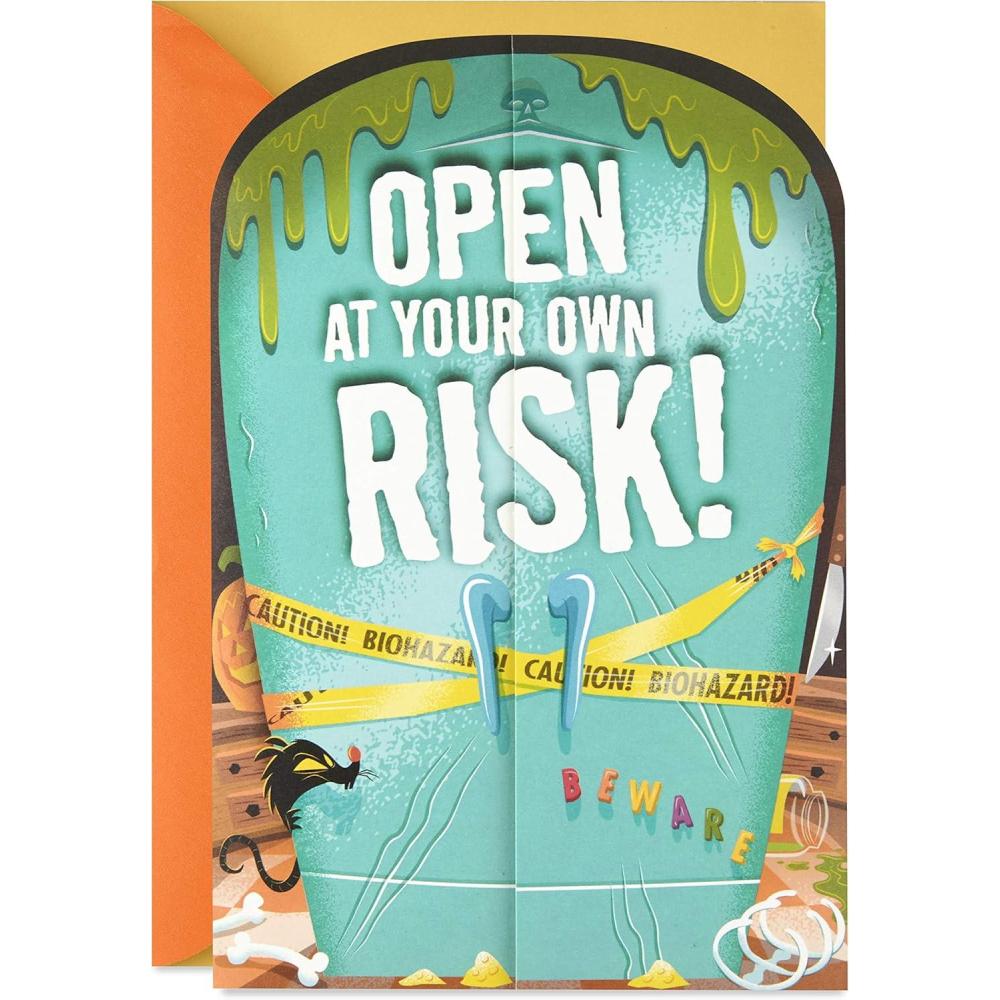 imageHallmark Musical Halloween Card for Kids Displayable Ghosts in CemeteryPop Up with Music  Monster in Fridge