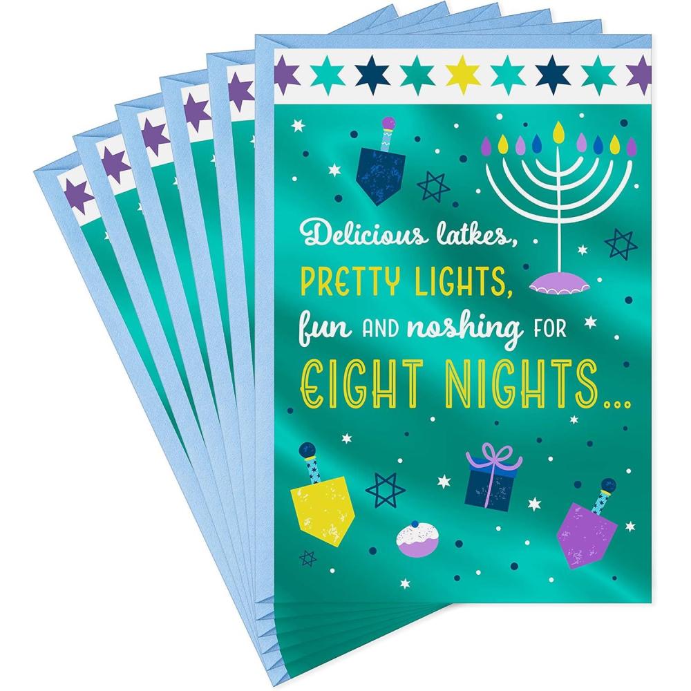 imageHallmark Tree of Life Hanukkah Cards Latkes and Lights 6 Cards with EnvelopesLatkes and Lights 6 Cards with Envelopes