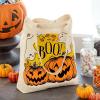 Hallmark 13″ Large Halloween Tote Bag (Haunted House) Reusable Canvas Bag for Trick or Treating, Grocery Shopping and More(Pumpkins and Ghosts)