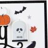 Hallmark Black and White Happy Halloween Card (Spell of Fun) Skull, Pumpkins, Bats, Spider Webs, Leaves