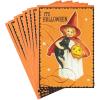 Hallmark Vintage Halloween Cards (8 Cards with Envelopes) Cute Witch with Black Cat and Jack-o-Lantern(Cute Vintage Witch)