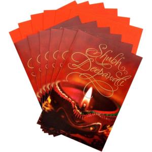 Hallmark Golden Thread Diwali Greeting Cards (6 Cards with Envelopes) Happy Diwali(Diwali Candle)