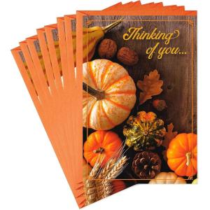 Hallmark Halloween Cards Assortment, Wicked Cat and Pumpkins (8 Cards with Envelopes)(Autumn Pumpkins and Leaves)