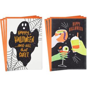 Hallmark Hocus Pocus Pack of Halloween Cards, Sanderson Sisters (4 Cards with Envelopes)(Cocktails and Ghosts  6 Cards)