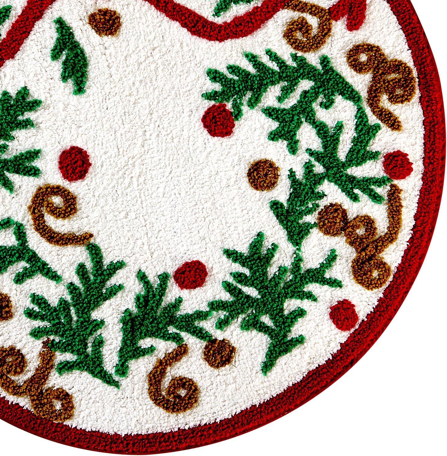 imageHallmark Bath Rug Scallop Edge with Soft Tufted Pile Holiday Home Decor Christmas Wreath 30quot RoundChristmas Wreath