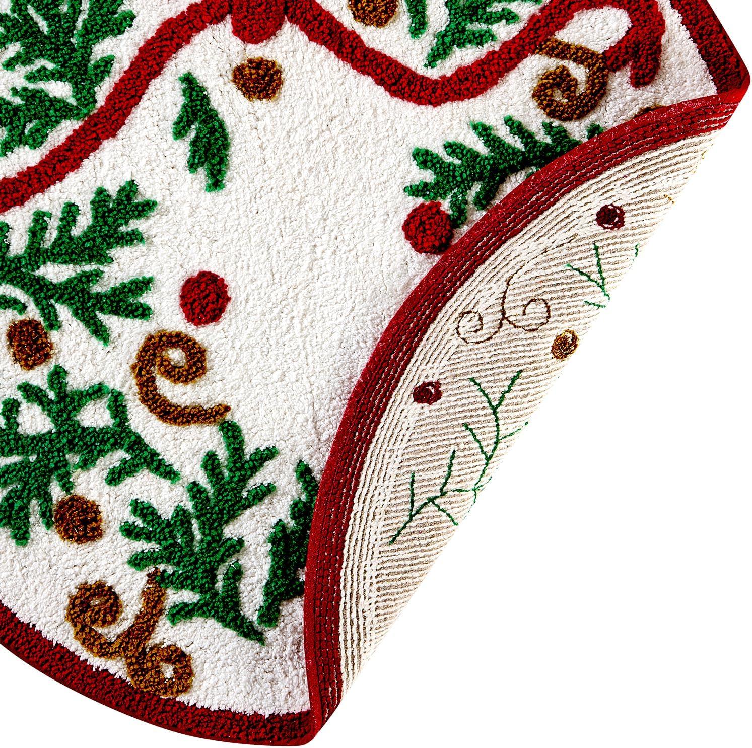 imageHallmark Bath Rug Scallop Edge with Soft Tufted Pile Holiday Home Decor Christmas Wreath 30quot RoundChristmas Wreath