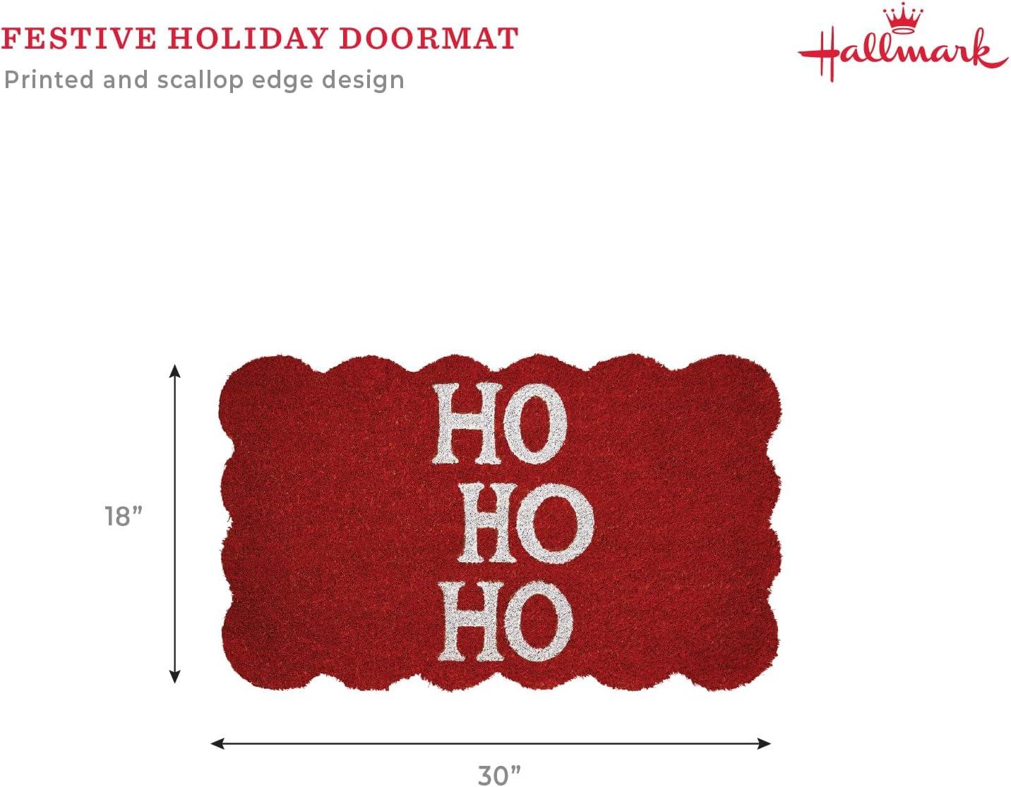 imageHallmark Bath Rug Scallop Edge with Soft Tufted Pile Holiday Home Decor Christmas Wreath 30quot RoundHo Ho Ho Red