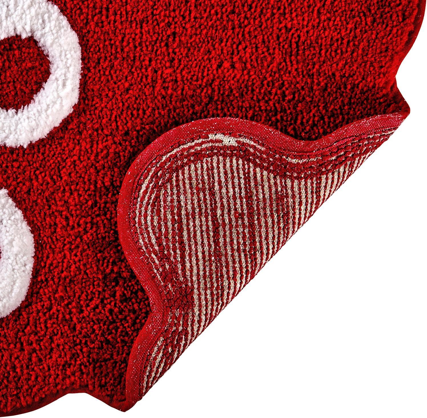 imageHallmark Bath Rug Scallop Edge with Soft Tufted Pile Holiday Home Decor Christmas Wreath 30quot RoundHo Ho Ho Red