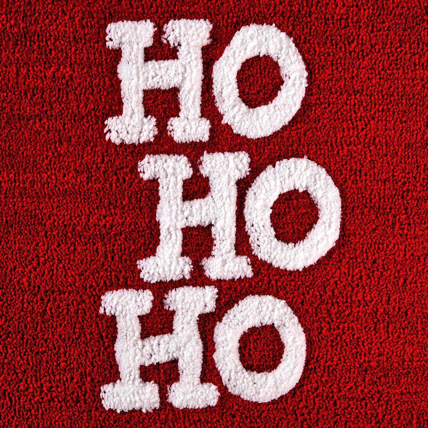 imageHallmark Bath Rug Scallop Edge with Soft Tufted Pile Holiday Home Decor Christmas Wreath 30quot RoundHo Ho Ho Red