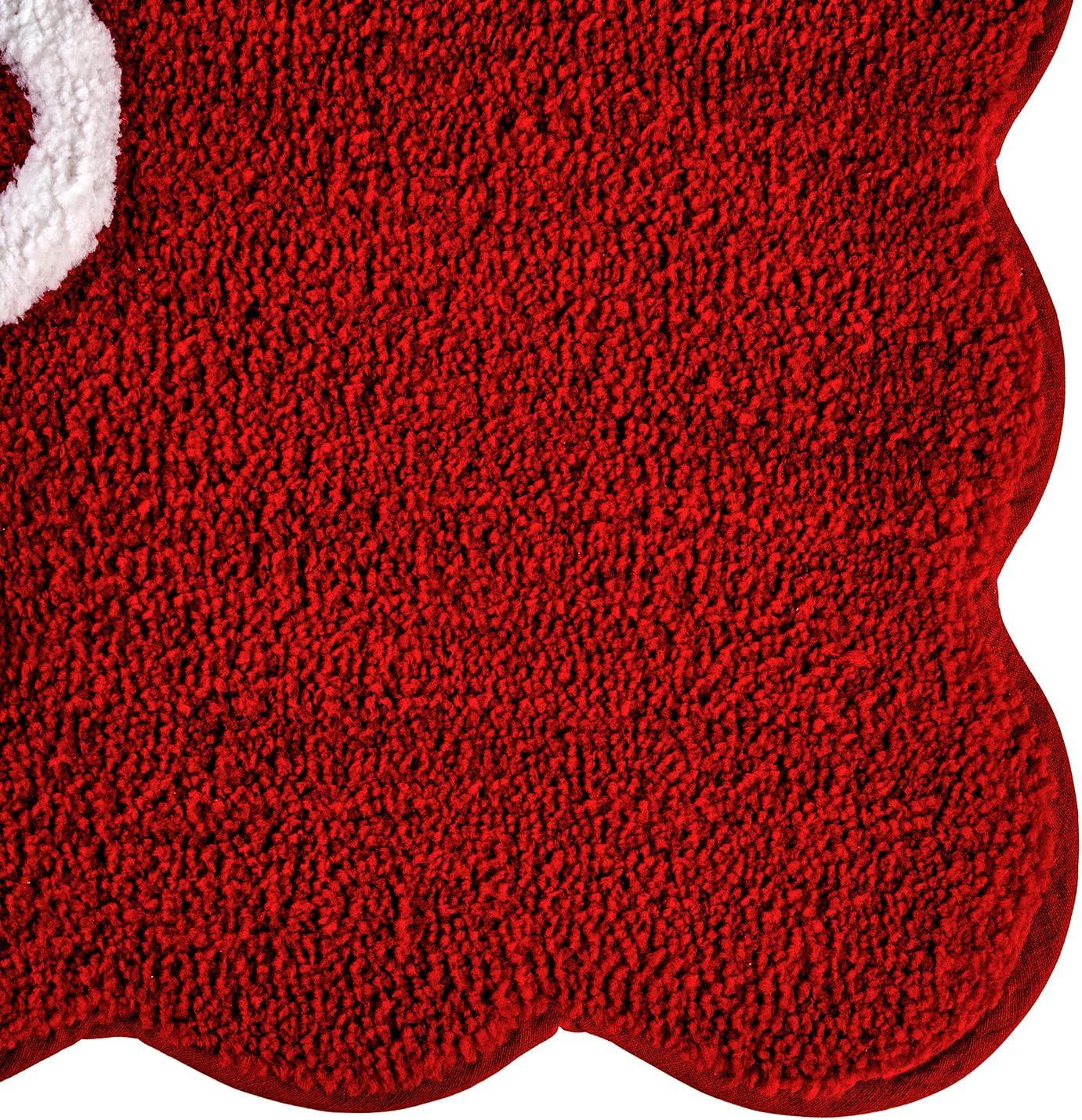 imageHallmark Bath Rug Scallop Edge with Soft Tufted Pile Holiday Home Decor Christmas Wreath 30quot RoundHo Ho Ho Red