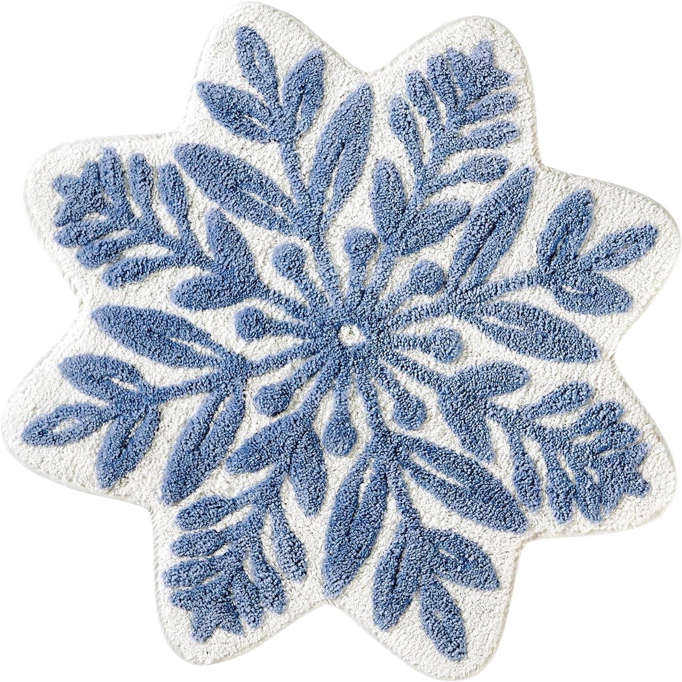imageHallmark Bath Rug Scallop Edge with Soft Tufted Pile Holiday Home Decor Christmas Wreath 30quot RoundSnowflake