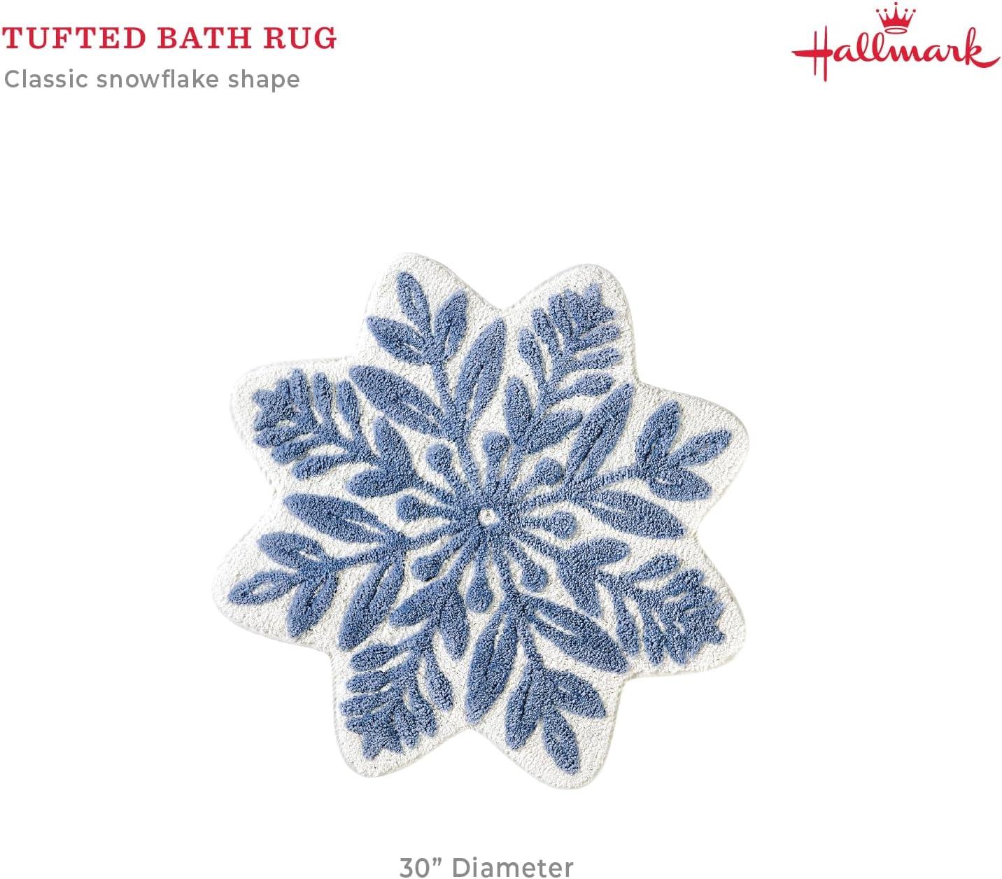 imageHallmark Bath Rug Scallop Edge with Soft Tufted Pile Holiday Home Decor Christmas Wreath 30quot RoundSnowflake