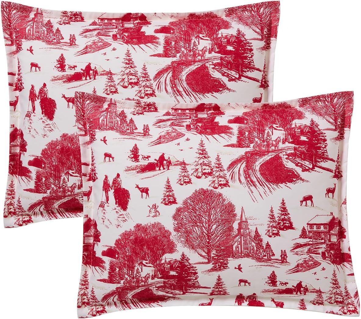 imageHallmark FullQueen Comforter Set 4Piece Soft Holiday Bedding Set with Pillowcases and Decorative Pillow Medium Weight Bedding for YearRound Use Fade ampamp Wrinkle Resistant Cozy Christmas RedCozy Christmas Red